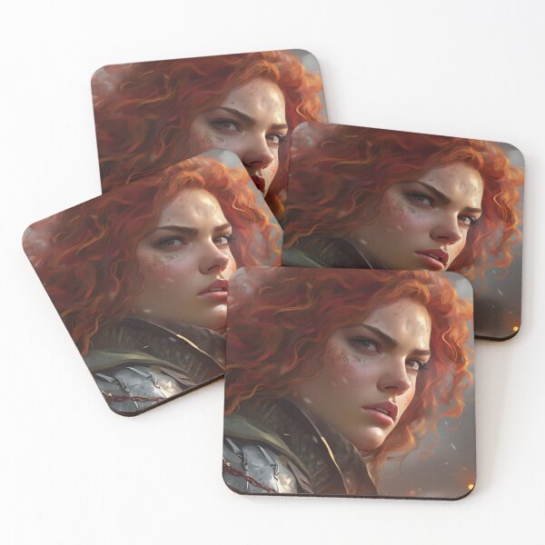 Item preview, Portrait of a young curly red haired female warrior in a fantasy style armor designed and sold by Radibor78.