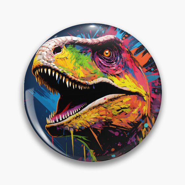 Item preview, A vibrant mural of a colorful Velociraptor in the style splattered paint designed and sold by AI-Only Creations.