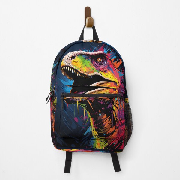 Item preview, A vibrant mural of a colorful Velociraptor in the style splattered paint designed and sold by AI-Only Creations.