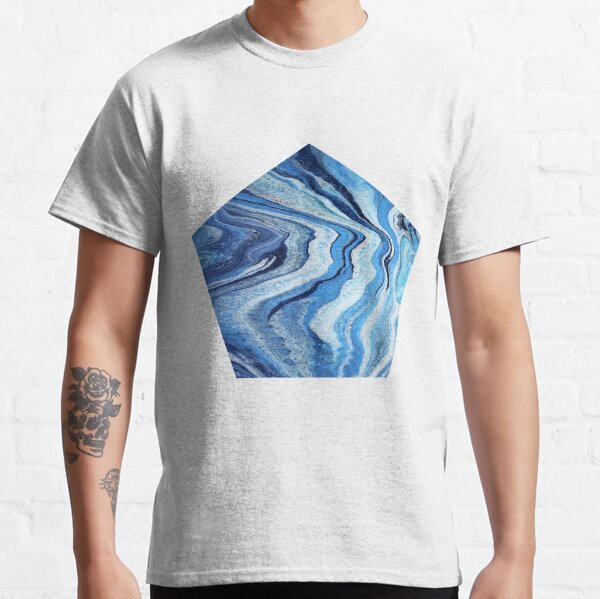 Blue Geode Sparkle: Acrylic Pour Painting Classic T-Shirt