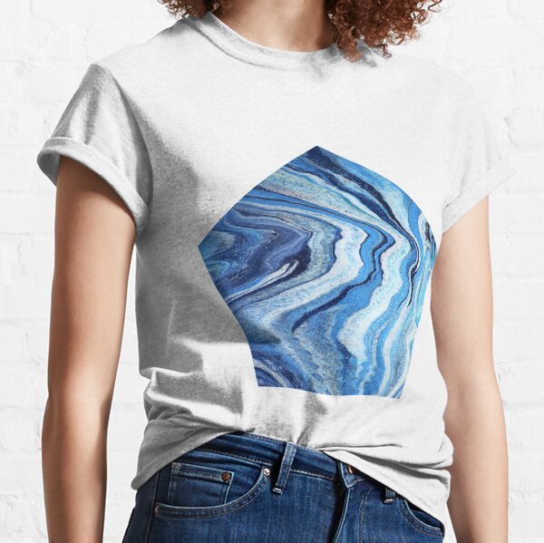 Blue Geode Sparkle: Acrylic Pour Painting Classic T-Shirt