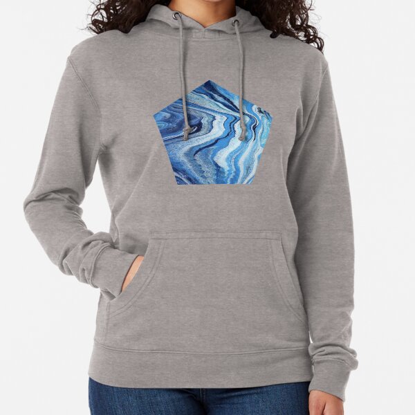 Blue Geode Sparkle: Acrylic Pour Painting Lightweight Hoodie