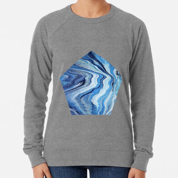 Blue Geode Sparkle: Acrylic Pour Painting Lightweight Sweatshirt