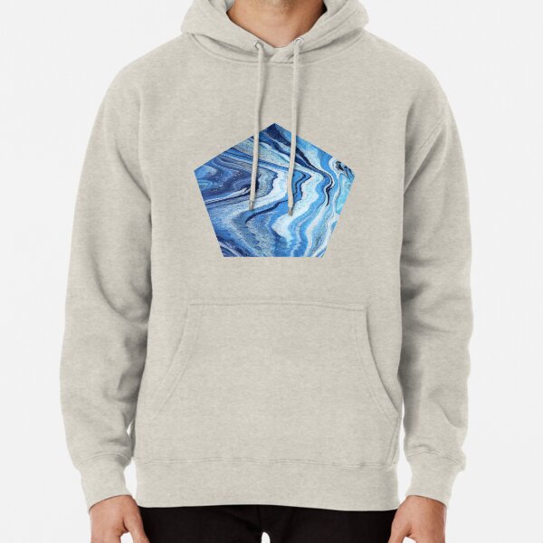 Blue Geode Sparkle: Acrylic Pour Painting Pullover Hoodie