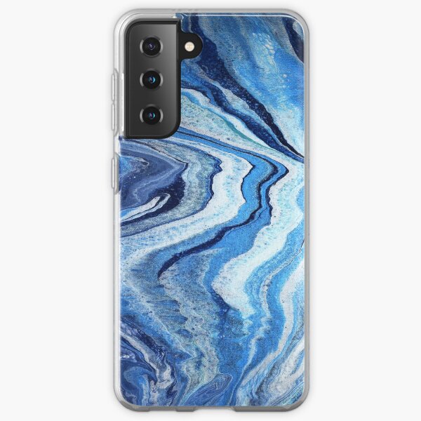 Blue Geode Sparkle: Acrylic Pour Painting Samsung Galaxy Soft Case