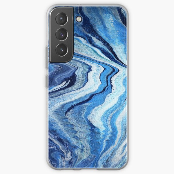 Blue Geode Sparkle: Acrylic Pour Painting Samsung Galaxy Soft Case