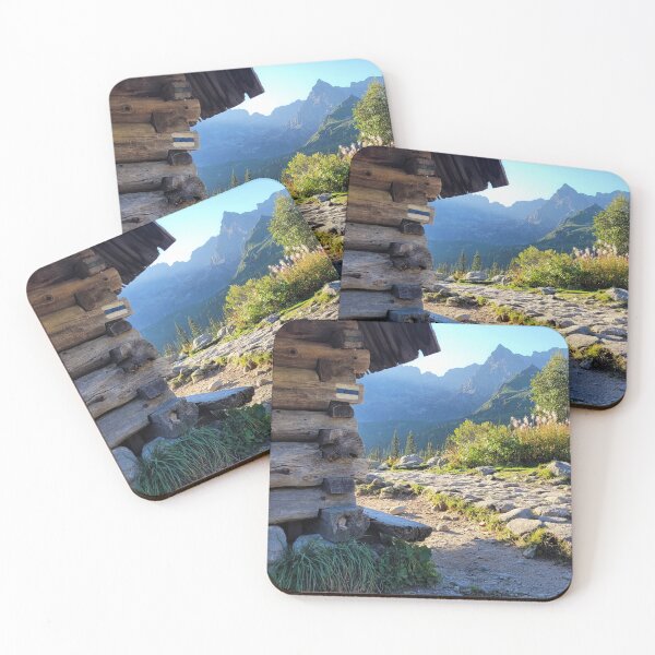 Item preview, Log cabin among mountain peaks (vertical) designed and sold by Piotr Front.