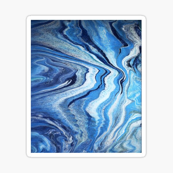 Blue Geode Sparkle: Acrylic Pour Painting Sticker