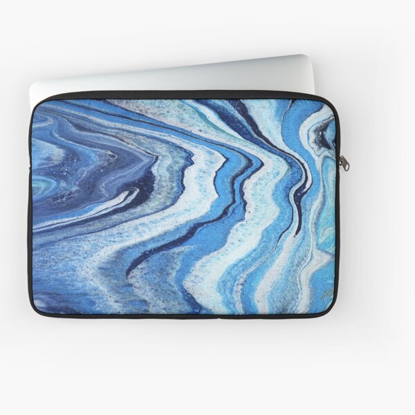 Blue Geode Sparkle: Acrylic Pour Painting Laptop Sleeve