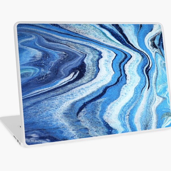 Blue Geode Sparkle: Acrylic Pour Painting Laptop Skin