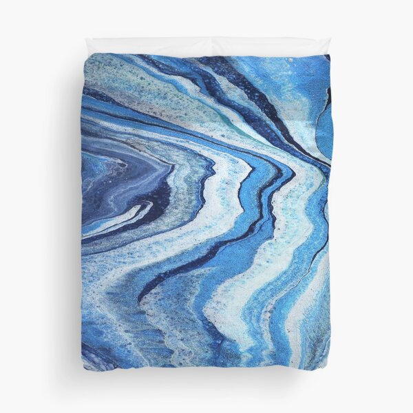 Blue Geode Sparkle: Acrylic Pour Painting Duvet Cover