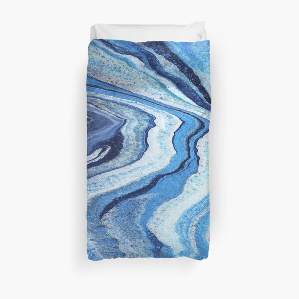 Blue Geode Sparkle: Acrylic Pour Painting Duvet Cover