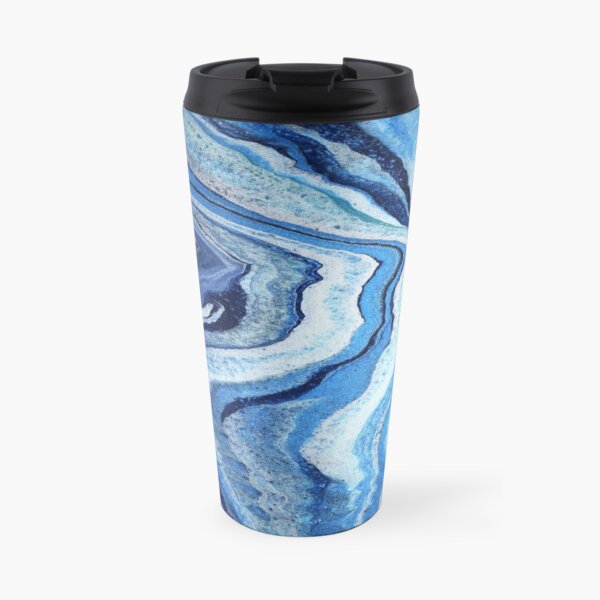 Blue Geode Sparkle: Acrylic Pour Painting Travel Mug