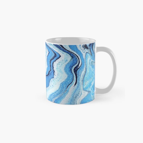 Blue Geode Sparkle: Acrylic Pour Painting Classic Mug