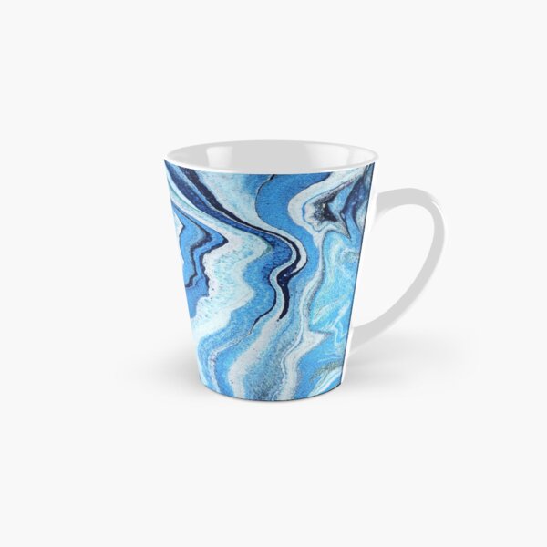 Blue Geode Sparkle: Acrylic Pour Painting Tall Mug
