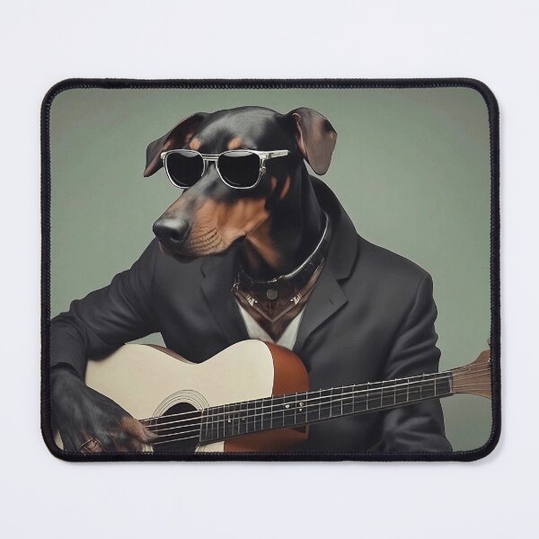 Item preview, Cool Natural Ear Doberman Dog Playing Guitar 02 designed and sold by yourwelcomee.