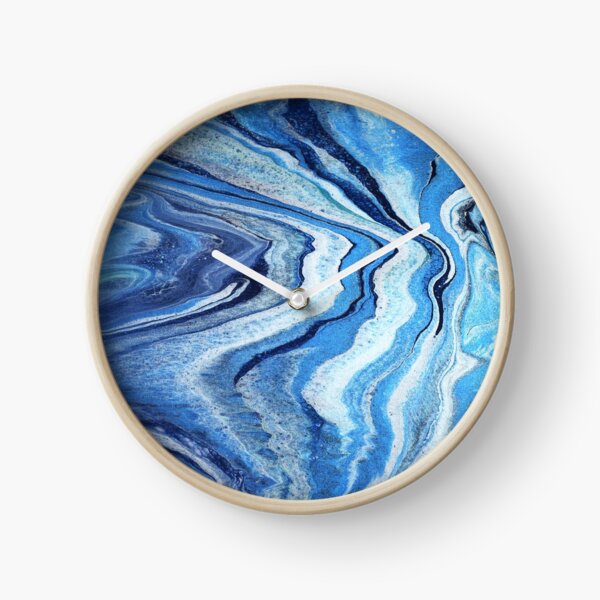 Blue Geode Sparkle: Acrylic Pour Painting Clock