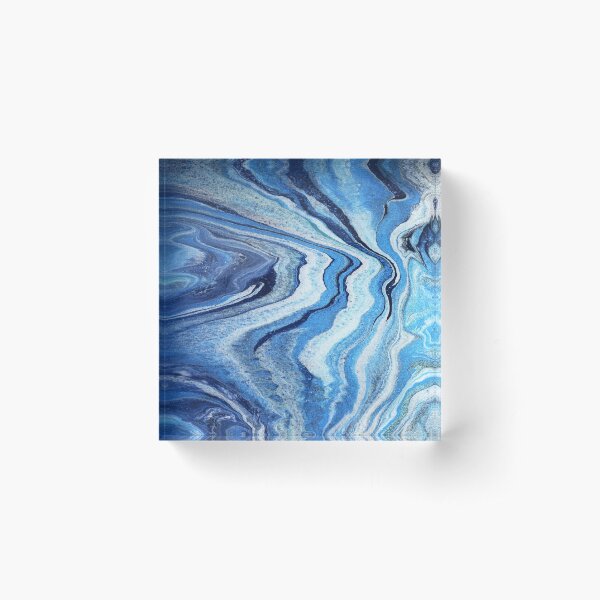 Blue Geode Sparkle: Acrylic Pour Painting Acrylic Block