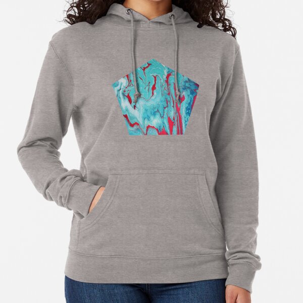 Coral Garden: Acrylic Pour Painting Lightweight Hoodie