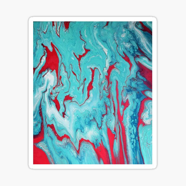 Coral Garden: Acrylic Pour Painting Sticker