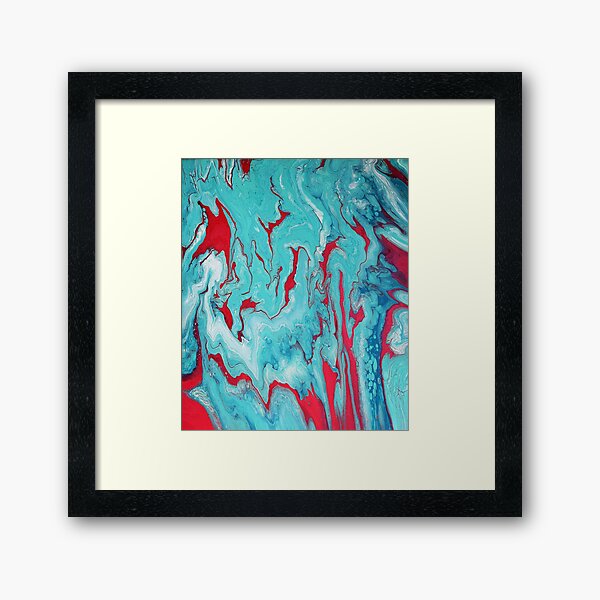Coral Garden: Acrylic Pour Painting Framed Art Print