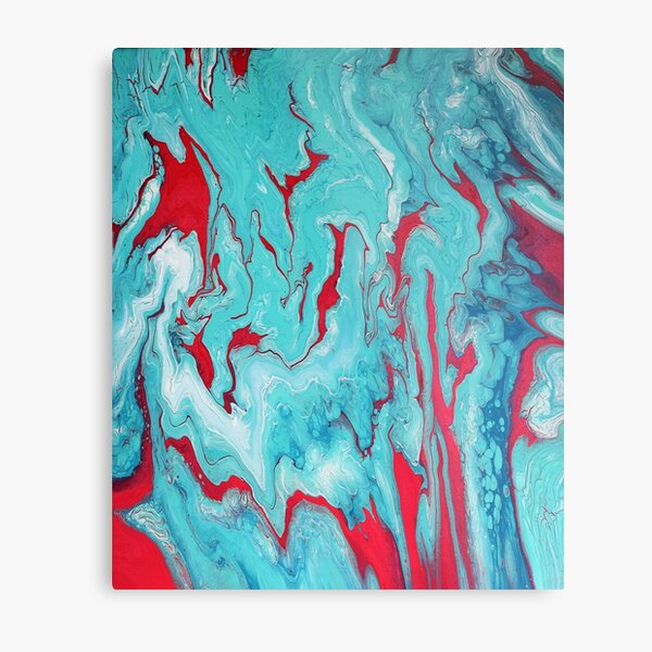 Coral Garden: Acrylic Pour Painting Metal Print