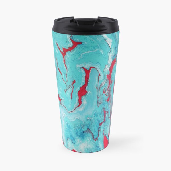 Coral Garden: Acrylic Pour Painting Travel Coffee Mug