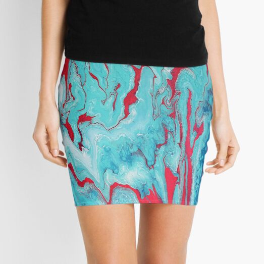 Coral Garden: Acrylic Pour Painting Mini Skirt