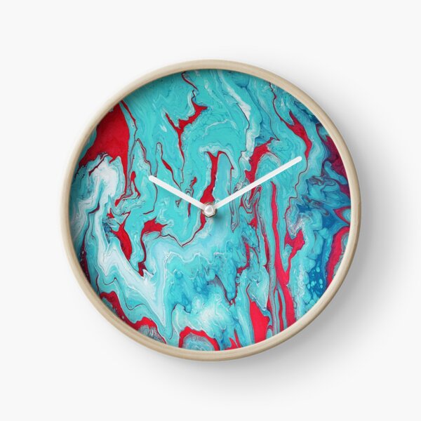 Coral Garden: Acrylic Pour Painting Clock