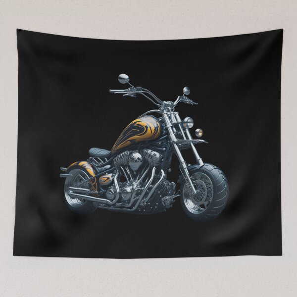 Item preview, Orange Custom Chopper Motorcycle designed and sold by MUNMADNESS.