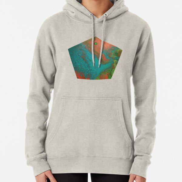 Rusty Jade: Acrylic Pour Painting Pullover Hoodie