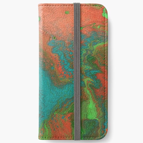 Rusty Jade: Acrylic Pour Painting iPhone Wallet