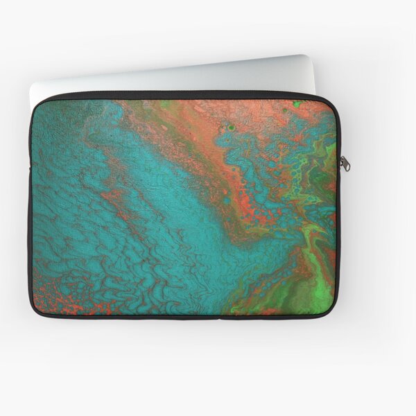 Rusty Jade: Acrylic Pour Painting Laptop Sleeve