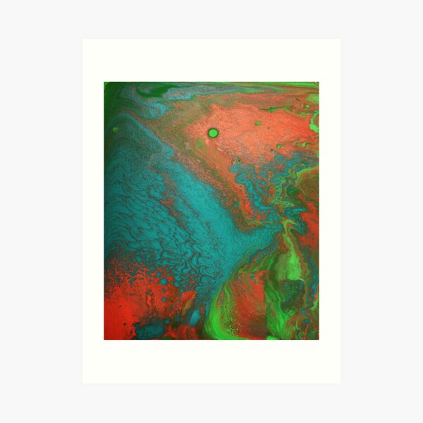 Rusty Jade: Acrylic Pour Painting Art Print