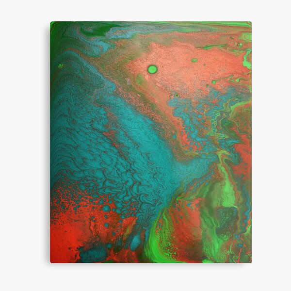 Rusty Jade: Acrylic Pour Painting Metal Print