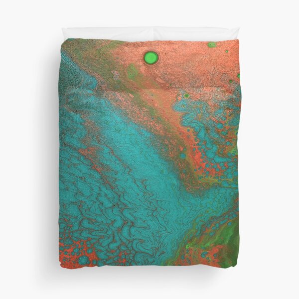 Rusty Jade: Acrylic Pour Painting Duvet Cover