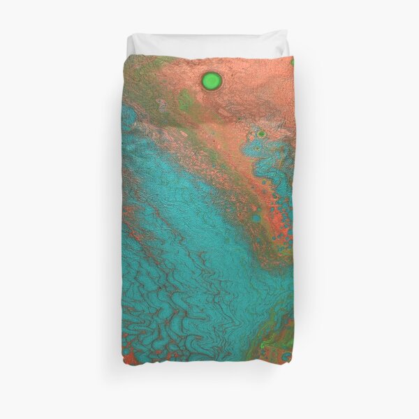 Rusty Jade: Acrylic Pour Painting Duvet Cover