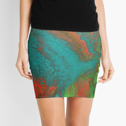 Rusty Jade: Acrylic Pour Painting Mini Skirt