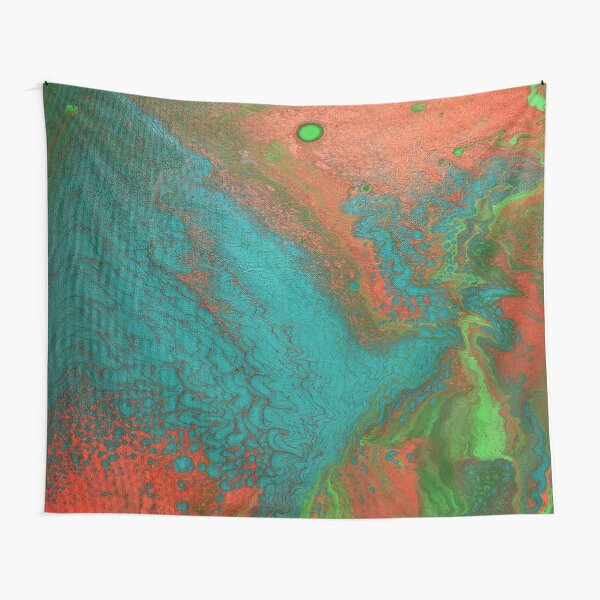 Rusty Jade: Acrylic Pour Painting Tapestry