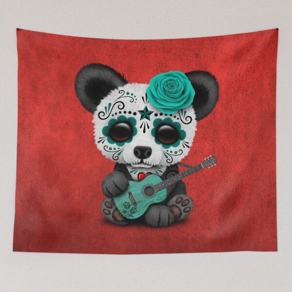 Item preview, Blue Sugar Skull Panda Playing Guitar designed and sold by JeffBartels.