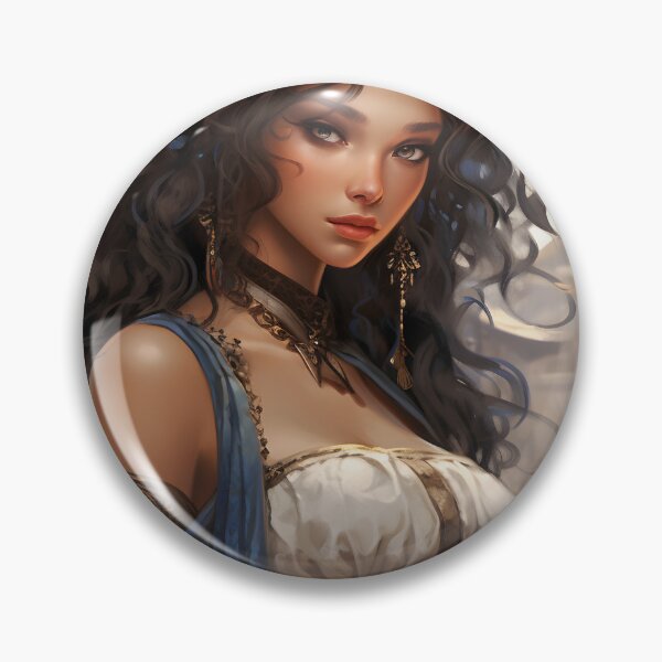 Item preview, Portrait of a young dark haired woman in a fantasy city setting designed and sold by Radibor78.