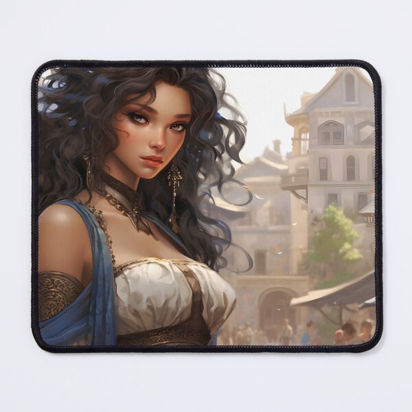 Item preview, Portrait of a young dark haired woman in a fantasy city setting designed and sold by Radibor78.