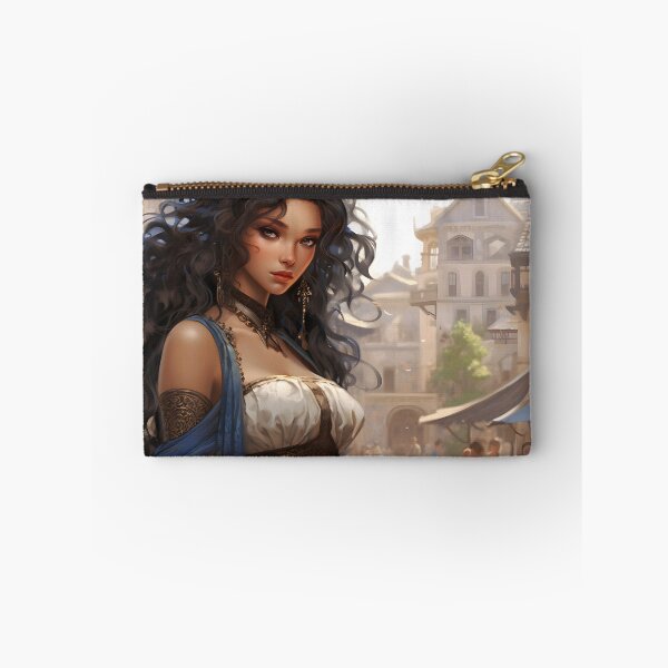 Item preview, Portrait of a young dark haired woman in a fantasy city setting designed and sold by Radibor78.