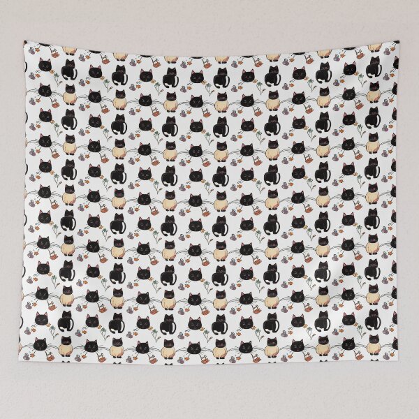 Item preview, seamless pattern cat line drawing bewildered designed and sold by curlew28.