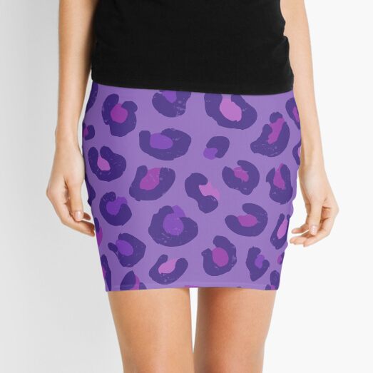 Leopard Print - Purple and Dusty Pink Mini Skirt