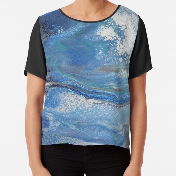 Sea Spray: Acrylic Pour Painting Chiffon Top