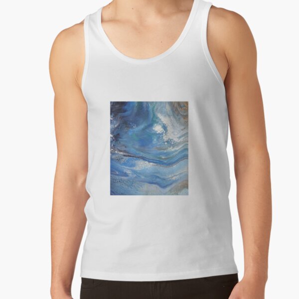 Sea Spray: Acrylic Pour Painting Tank Top
