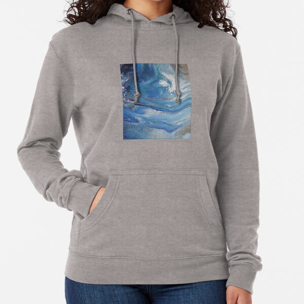 Sea Spray: Acrylic Pour Painting Lightweight Hoodie