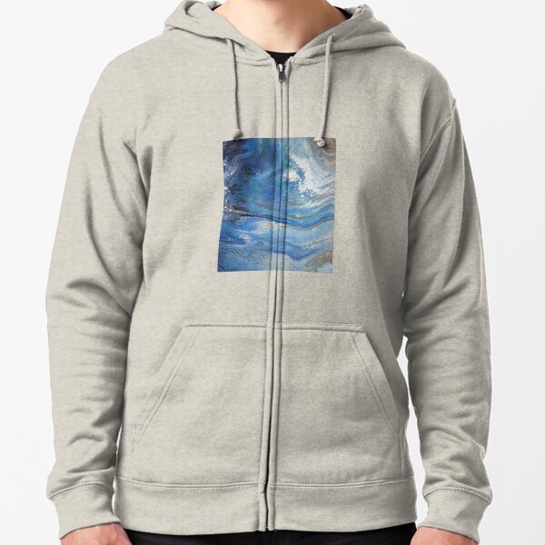 Sea Spray: Acrylic Pour Painting Zipped Hoodie