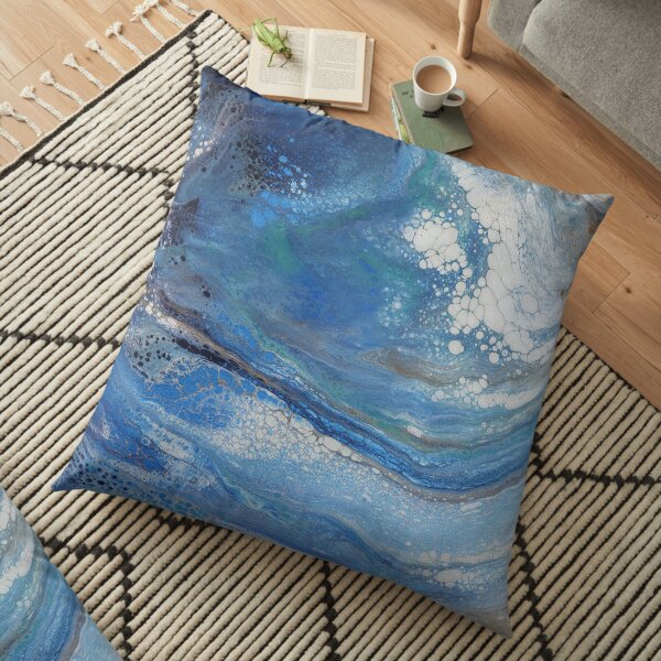 Sea Spray: Acrylic Pour Painting Floor Pillow